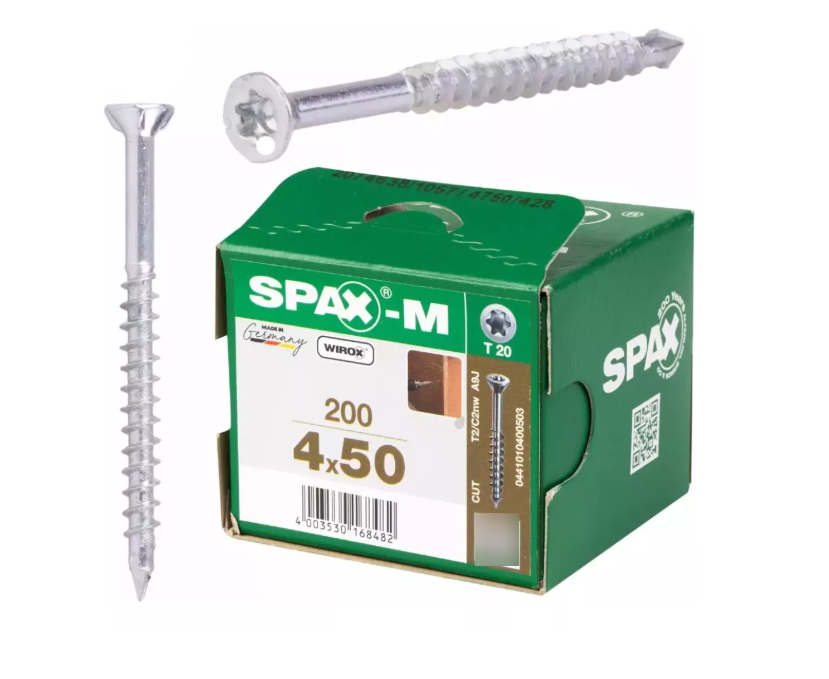 SPAX Tornillos Para Mdf 4.0 X 50mm Caja De 200 Tornillos Media Cuerda